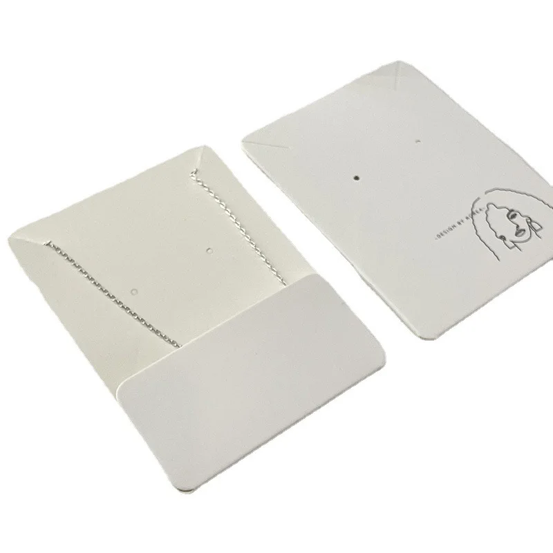 Custom Printing Gold Foil Logo Ivory Card Paper Jewelry Packaging And Display Earring Ring Necklace Cards