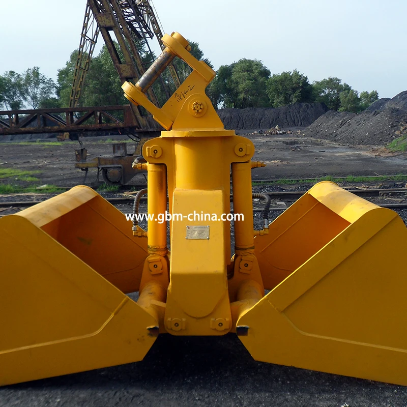 Excavator mounted hydraulic clamshell grab bucket for bulk cargo