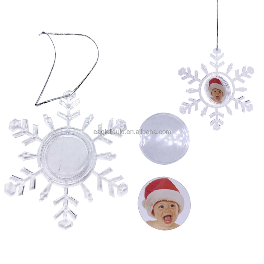 Snowflake Personalized Photo Baubles Plastic Photo Balls Decoration Xmas Ornament Picture Frame Gift Set for Christmas Tree