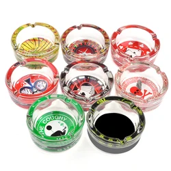 Wholesale Custom Design Logo Ash Tray Smokeless Round Pocket Glass Cigar Ashtray