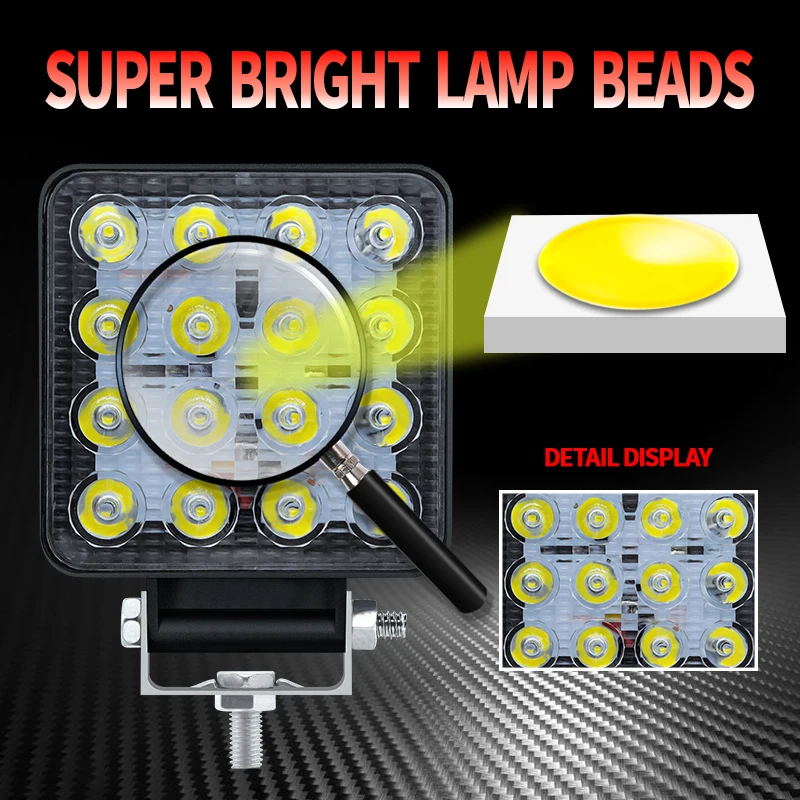 2023 New trend 4 inch 48w off road lights trucks 48mm aluminum off road flood lights led work light for trucks motorcycle
