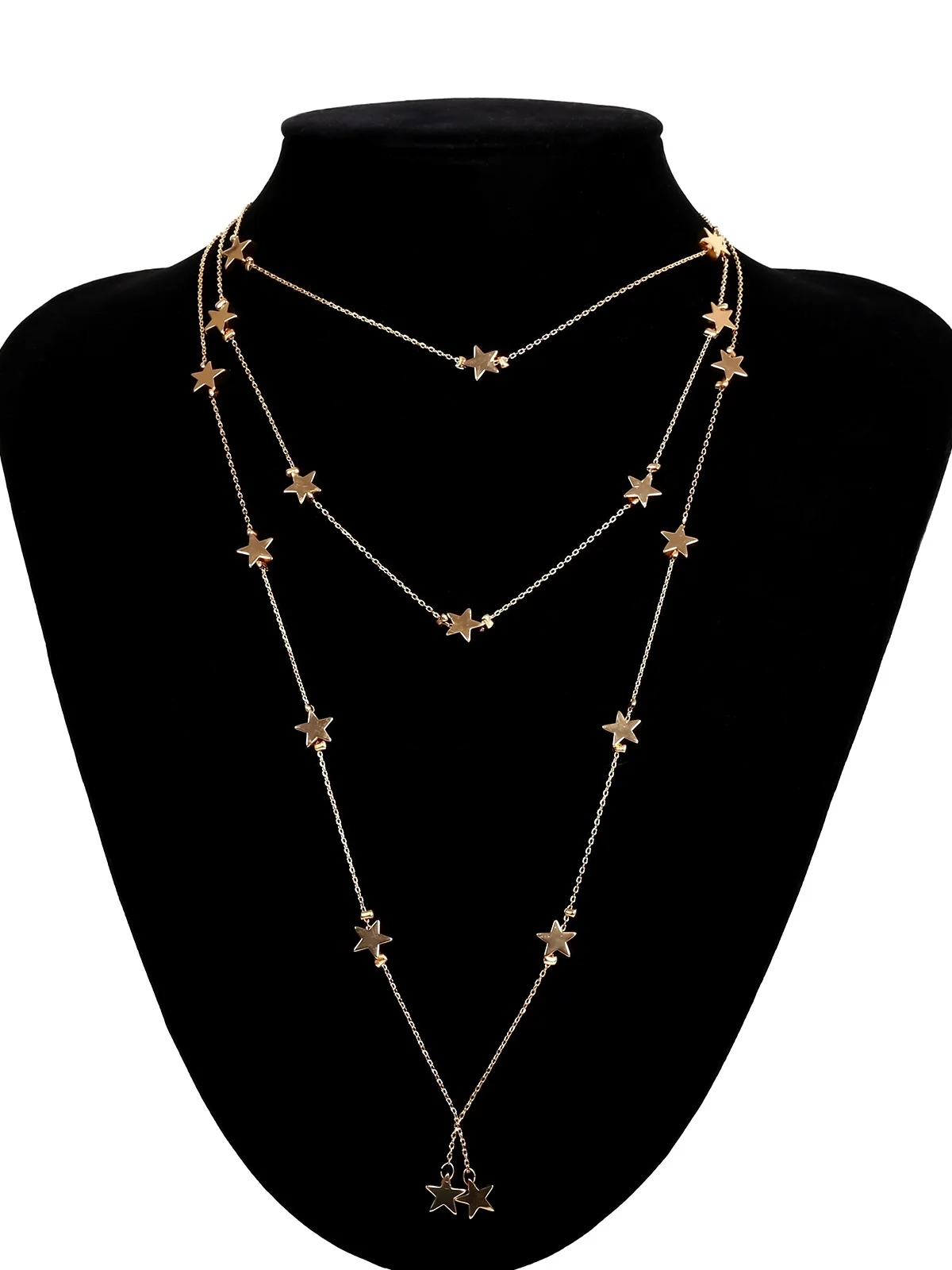 Sexy Girls Necklace Gold Plated Multilayer Star Pendant Tassel Chest Chains Ladies Fashion Women Body Jewelry