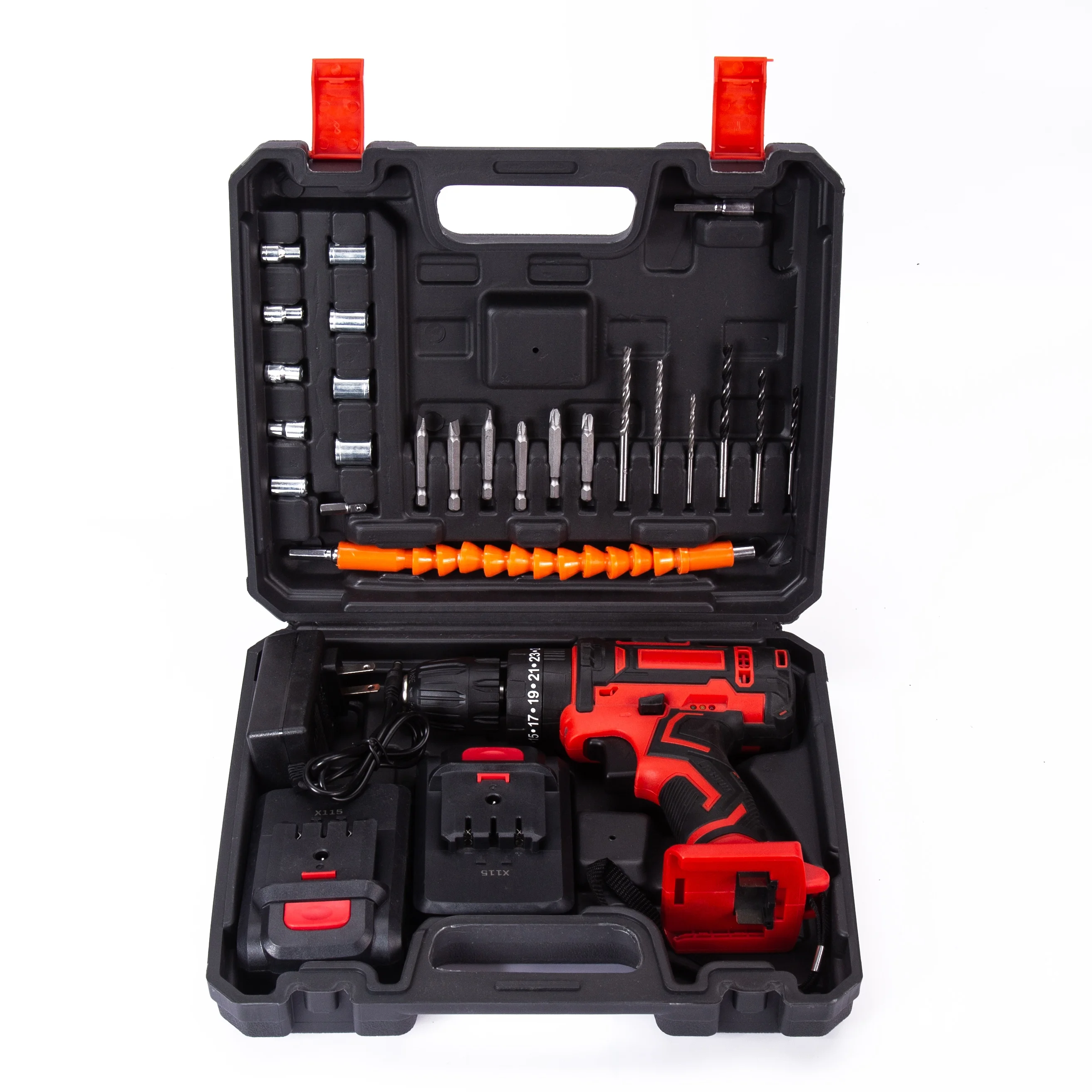 TIAIS T8027-21 Lithium Battery Red Drill Cordless Power Tools Rechargeable Driver Drill 21V Cordless Brushless Impact Drill