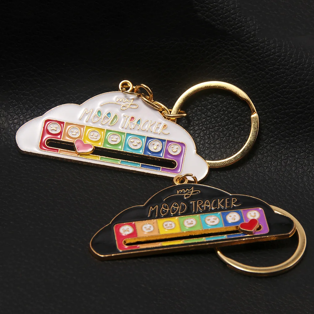 Cute Cartoon My Emotion Manager Cloud Keychains Emotion Zinc Alloy Metal Social Battery Keychain Charms