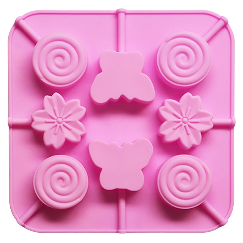 Hot Sale OEM Wholesale 12 Cavity Garden Topic DIY Silicone Baking Lollipop Mold Dessert Baking Equipment Silicone Candy Mold