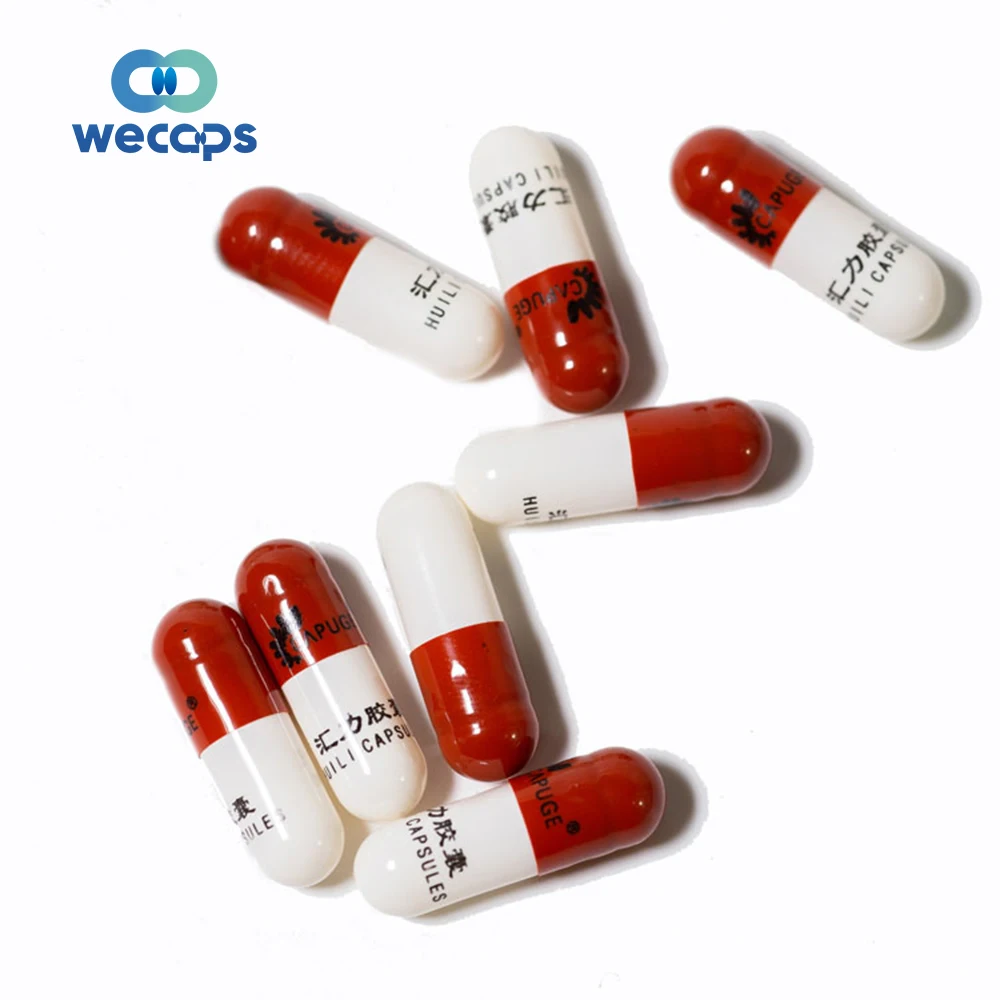 Wecaps капсулы с надписью красно-белые Целлюлозные капсулы вегетарианские капсулы Hpmc разделенные пустые красные капсулы