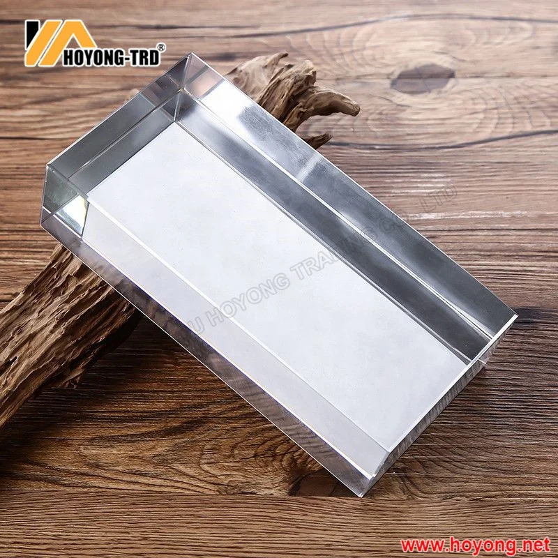 Crystal Glass Brick with Orange Grain  Clear Brick Solid Glass Block for Home Decoration