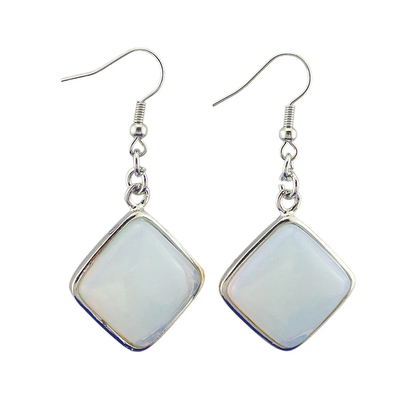 Оптовая продажа висячие серьги квадратной формы с натуральным драгоценным камнем хрустальный камень для женщин ювелирные изделия