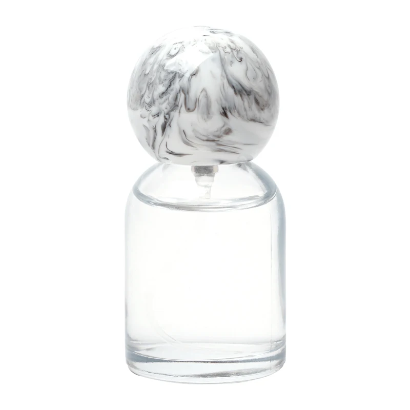 30ml Mini Size Clear Round Glass Orange Yellow Brown White Resin Ball Cap Spray Crimp Perfume Bottle