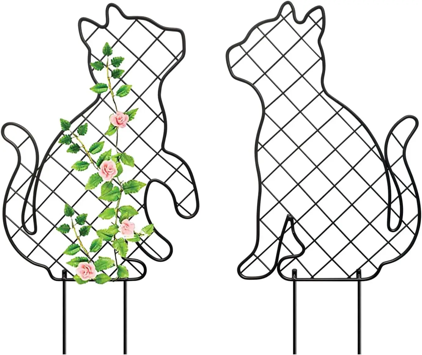 YJL wholesale Iron cat stakes  Metal Outdoor animal cat hollow out  Decoration metal art silhouettes home Decoration