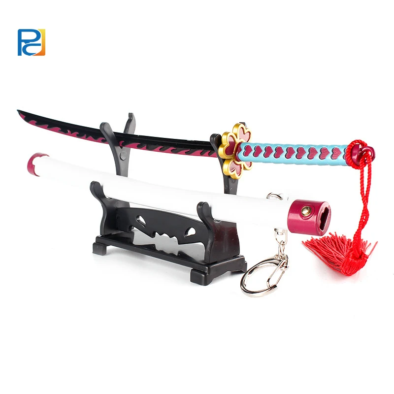 White 23cm Anime Sword Keychain Anime Swords Metal Bleach Anime Sword For Kanroji Mitsuri Demon Slayer