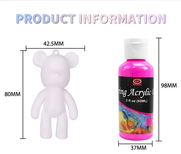 Teddy Giant White Solid Ceramic Art Set Diy Arylic Violent Acrylic Poring 3D Bear Fluid Paint