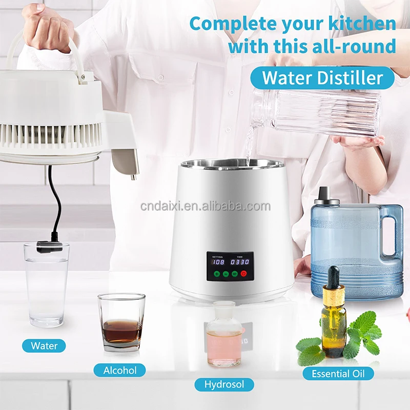 DAIXI High quality Water Distiller, 750W , 304 Stainless Steel Countertop Distiller Plastic Carafe
