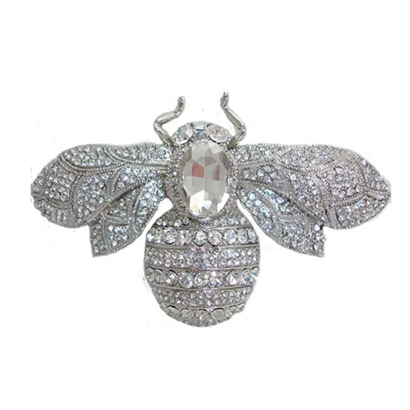60MM Mix Color Rhinestone Alloy Animal Brooch Honey Bee Pin For Fashion Jewelry