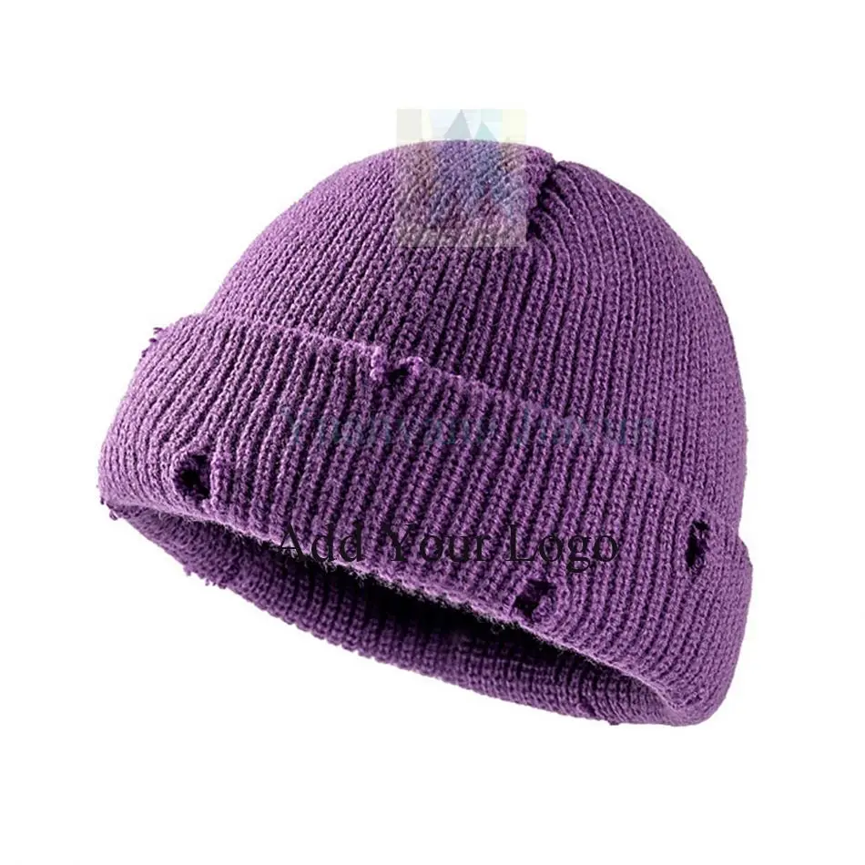 Winter Outdoor Cycling Hip Hop Knit Hat Unisex Warm Thickened Wool Beanie Hat Customized Logo Ski Mask