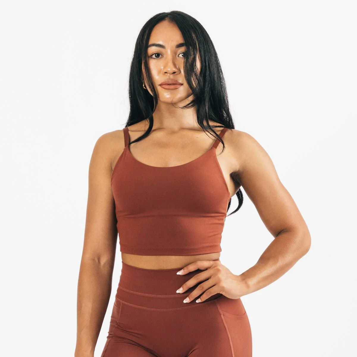 Recycled Material Longline Sports Bra Teen Young Girls MARTIAN RED ALPHALUX FORCE CROP