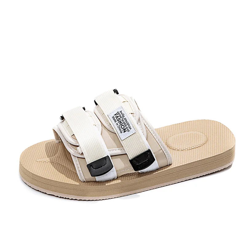 Unisex Slippers Slides Sandals Beach Walking Men Sandals Breathable Buckle Straps Letter Adjustable Buckle Casual Leisure Black
