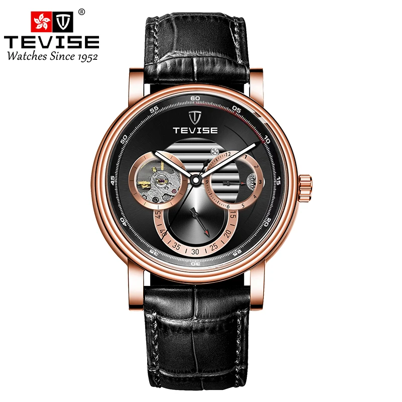 OEM Accept Luxury Automatic Watch for Men Mechanical Watch Genuine Leather Straps Wristwatch