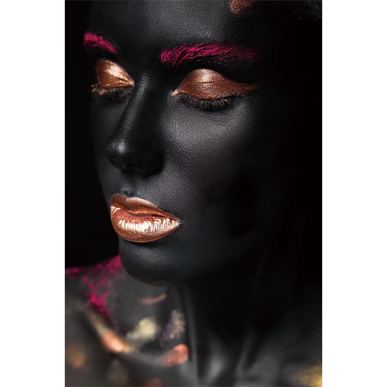 African woman with makeup Crystal porcelain painting and wall art beautiful afro american woman decoration for HOME DECOR