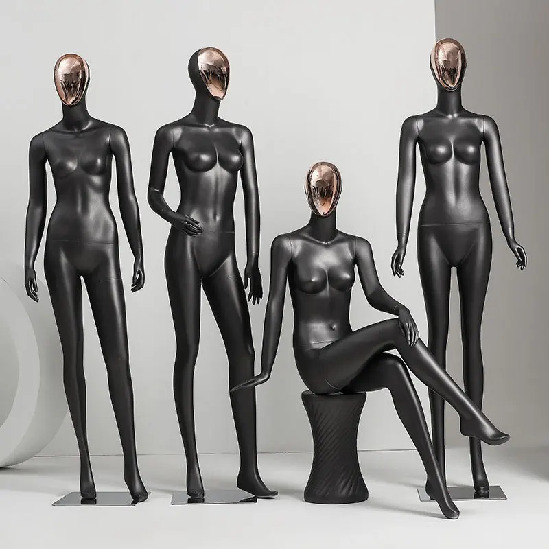 New full body mannequin glass fiber black mannequin bracket clothing window exhibition model