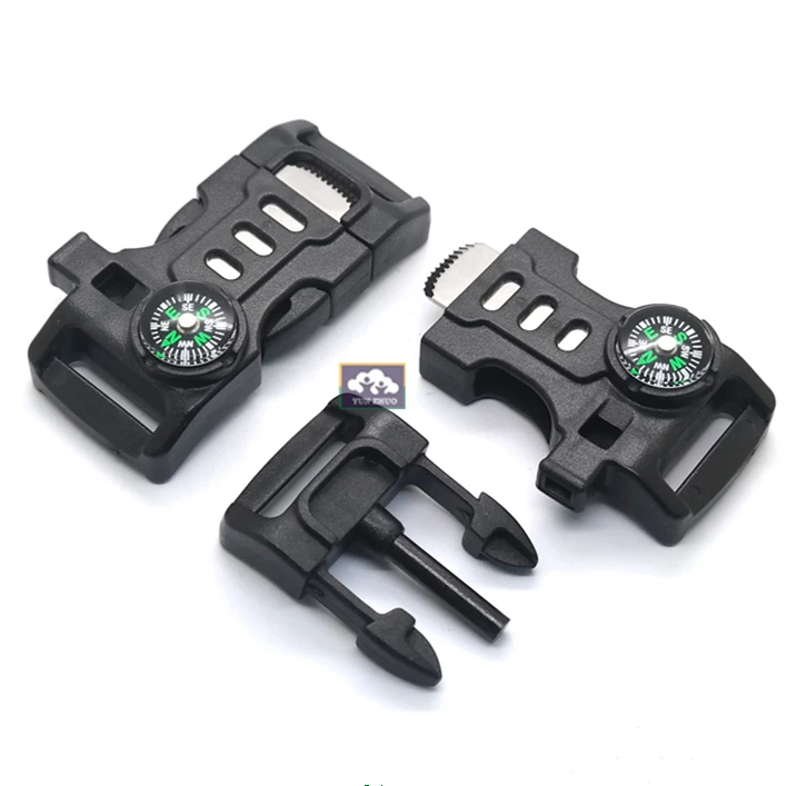Firestarter compass whistle buckle paracord bracelet buckle paracord whistle buckle
