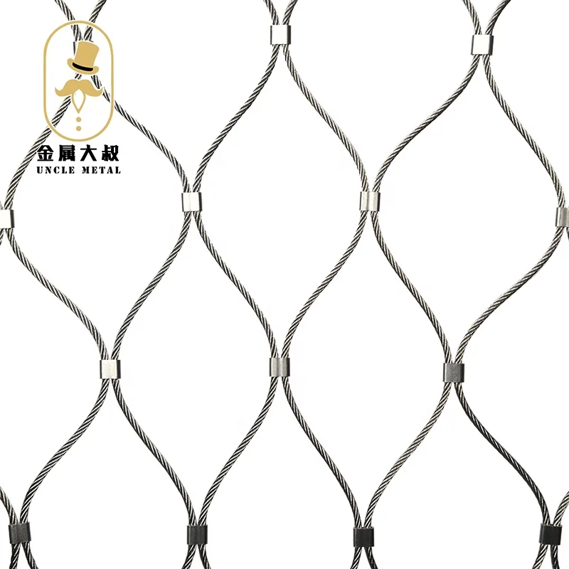 
Flexible stainless steel wire rope net zoo bird net safety protection high air fall net 