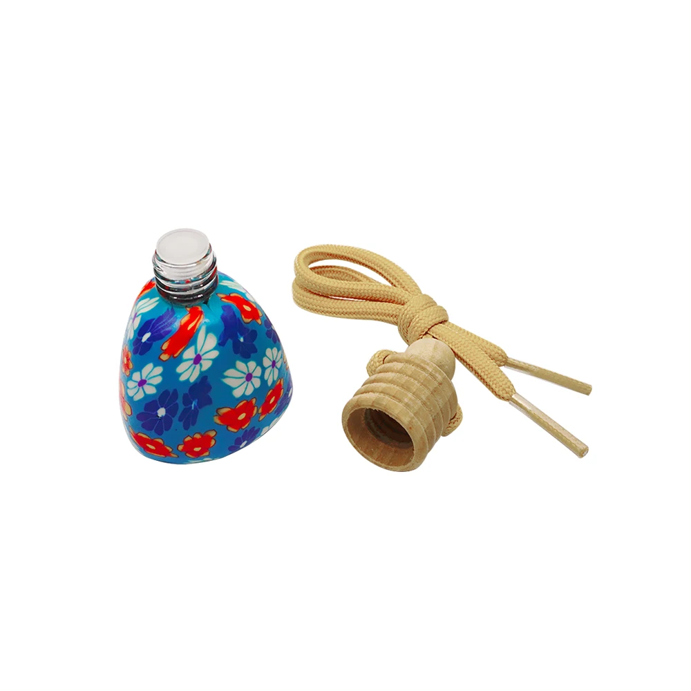 In Stock Colorful Flower Blue Soft Clay Perfume Bottle Hanging Car Perfume Bottle