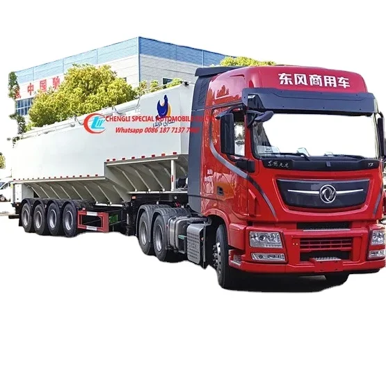 New Dongfeng huashen Feed Tanker Bulk Grain Delivery Truck Brand Bulk Feed Truck New Silos Chicken Feed Transport Truck