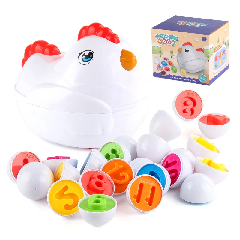 Baby Easter Egg Chicken Toys Fine Motor Skills Matching Eggs Numbers Shapes Cognition Sorting and Matching Eggs Toddler