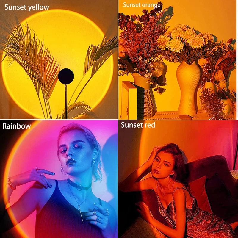 Цветная хрустальная лампа-проектор с закатом Amazon, светодиодный ночник-проектор, маленькая фигурка, проекционная лампа С закатом