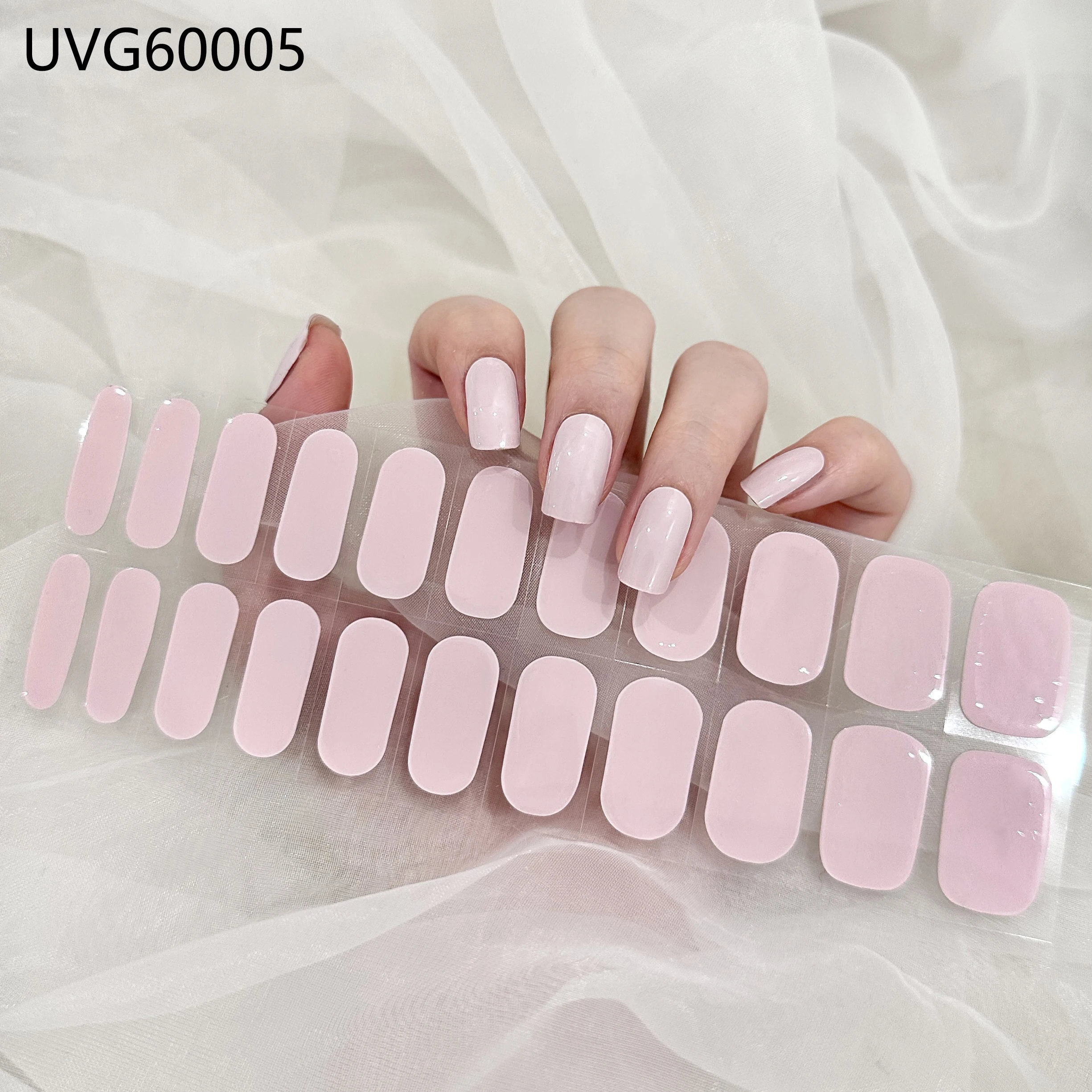 Mobray Wholesale Semi Cured Gel Nail Stickers Non-Toxic Long Lasting Real Full Cover UV Semi Cured Gel Nail Wraps