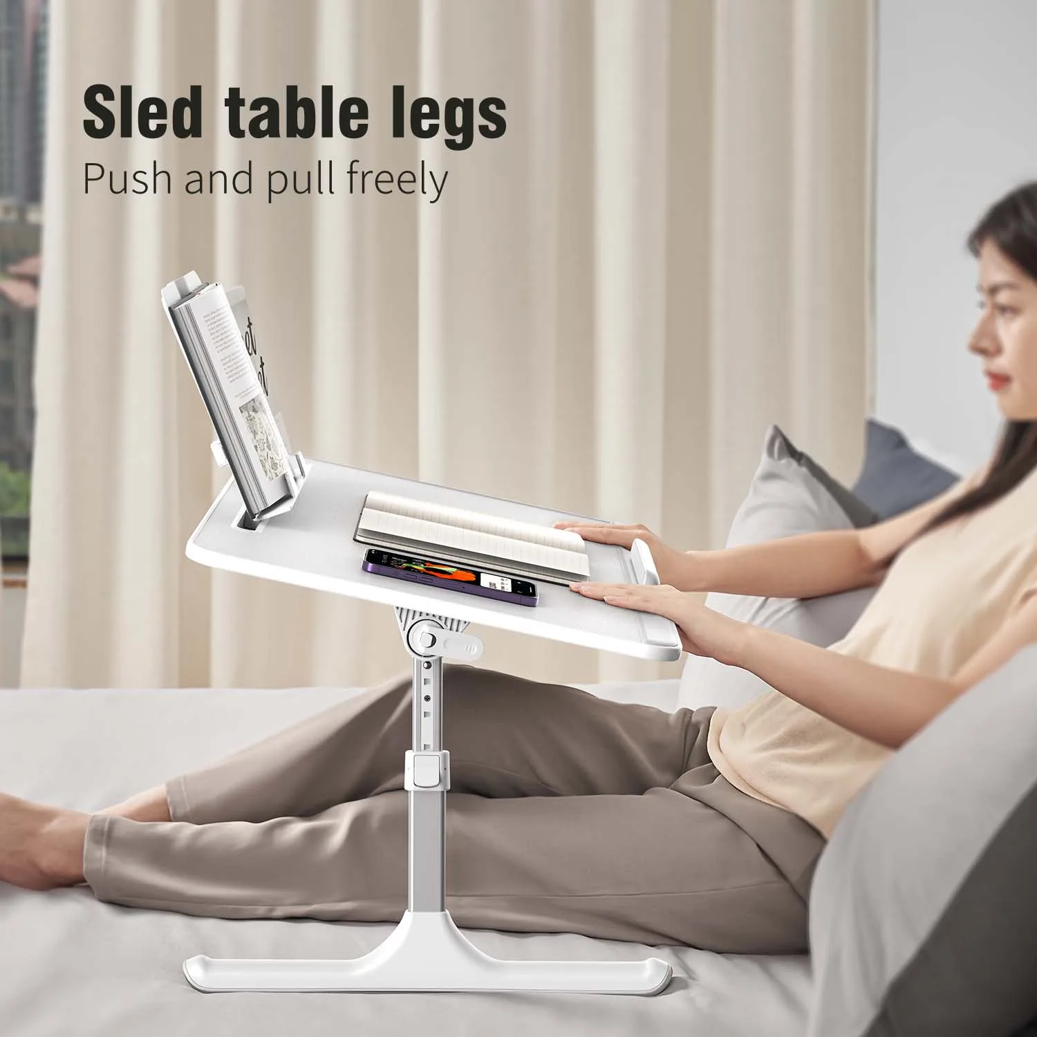 Laptop Desk Foldable Bed Table With LED light Folding Breakfast Tray Portable Lap Standing Desk Notebook Stand