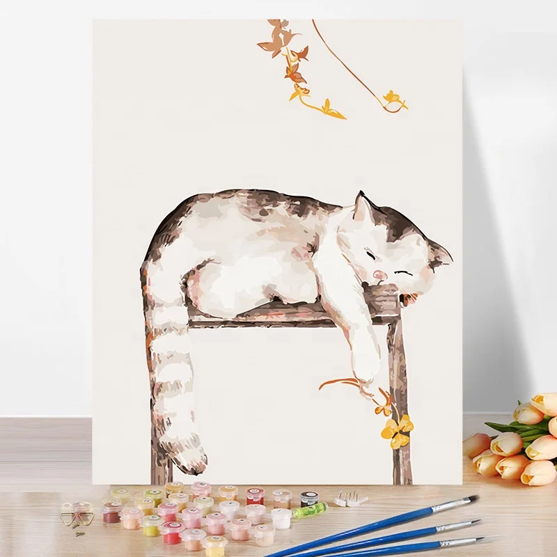 Горячая Распродажа, современные картины на стену, масляная ручная работа, домашний декор, наборы красок для гостиной, картина с изображением душевной кошки, картина по номерам