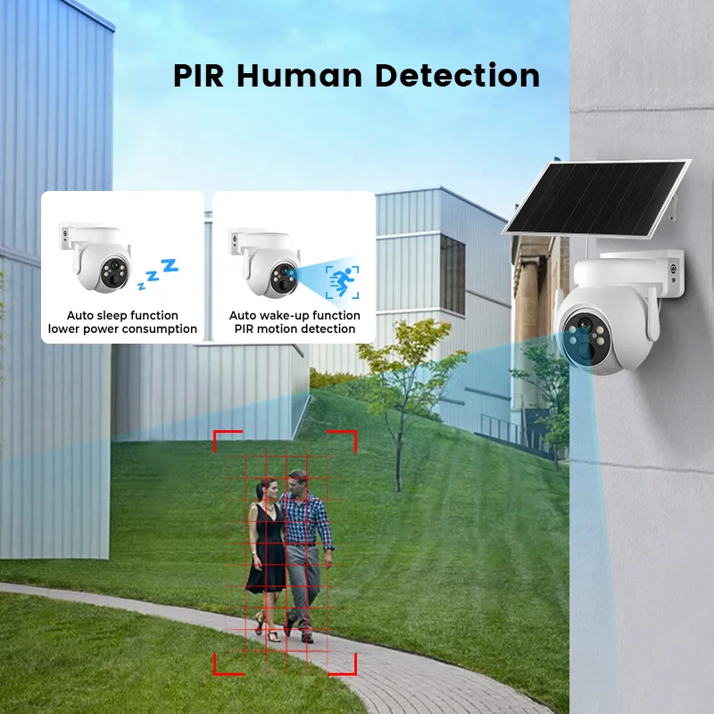 3MP WiFi 4G sim card lte super starlight outdoor solar panel camera 2K tuya full color cctv security 4g solar powered ptz camera