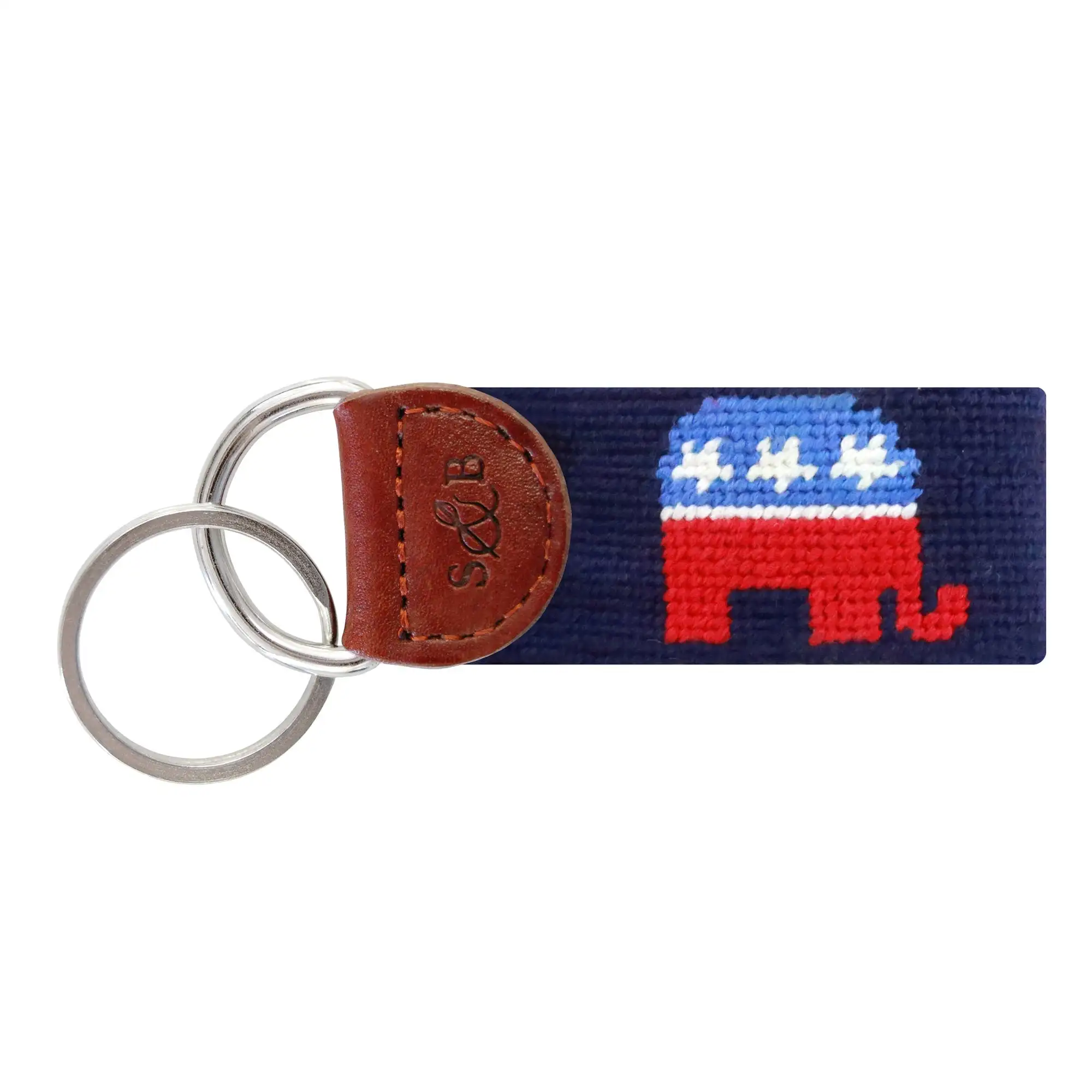 Dark Navy Republican Key Fob elephant braves keychain mens needlepoint key fob