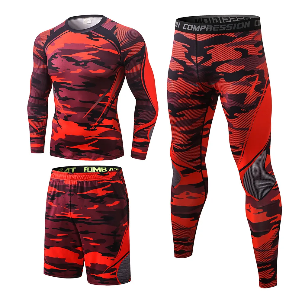 3 piece sets Compression Suits Men Quick Dry set Clothes Sport Running jogging Gym work out Fitness Tracksuit sweatsuit