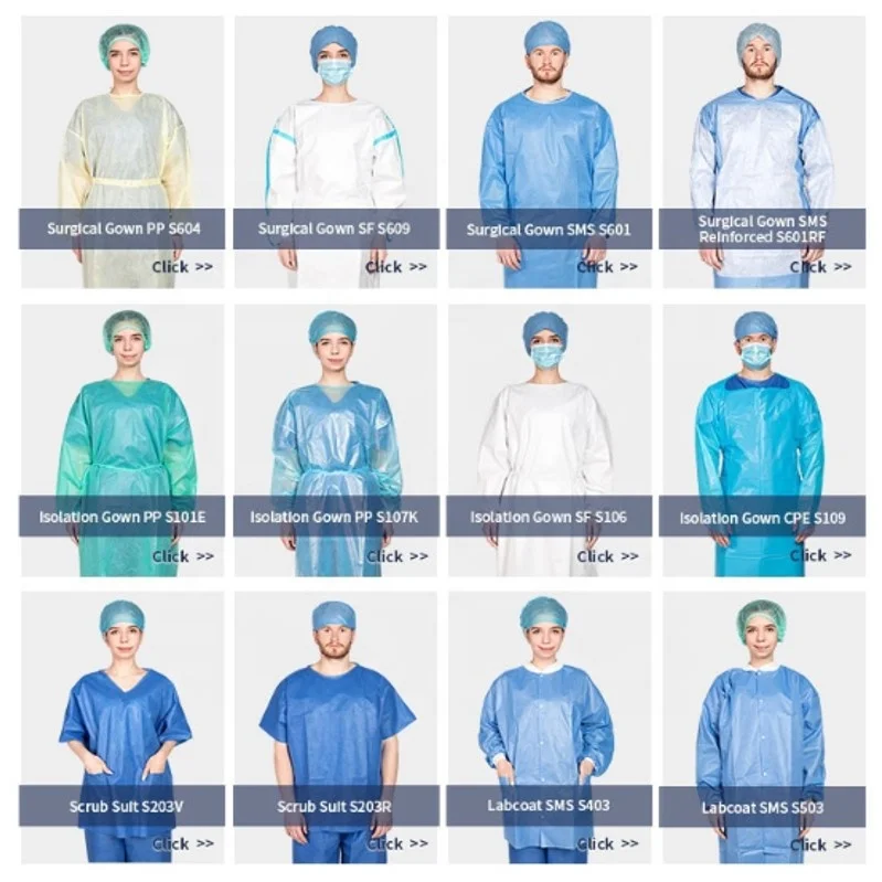 Eco-friendly Nursing Disposable Scrubs Suit Medical NonwovenHospital Uniforms Scrub Suit PP SMS