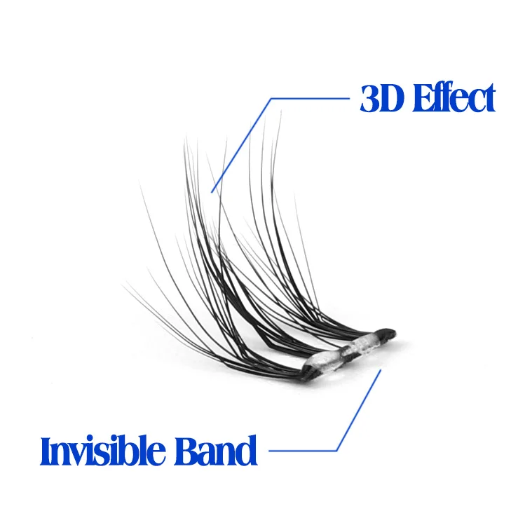 New Arrival 3d Effect Eyelash Cluster Extensions d Curl 8mm-15mm 11mm Press on Cluster Lashes no glue with own logo