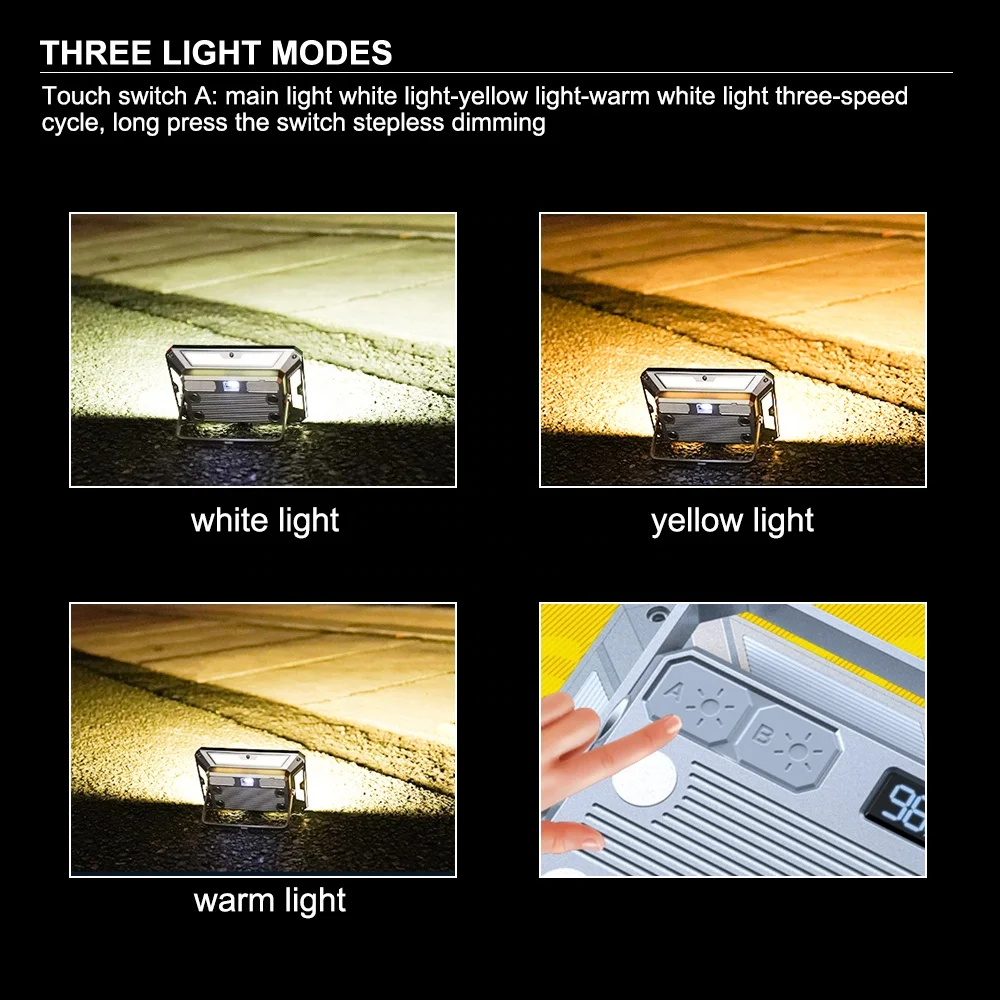 KXK-686 Camping Lamp Portable Rechargeable Outdoor Lighting Aluminum Panel Work Light COB Powerful LED Camping Light