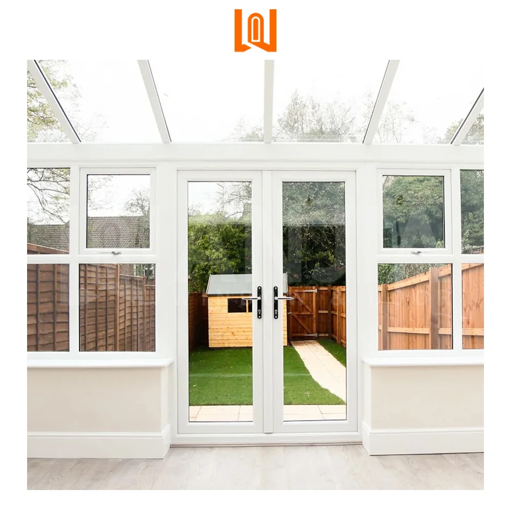 WANJIA soundproof pvc plastic glass french pvc doors for rooms outside pvc exterior door