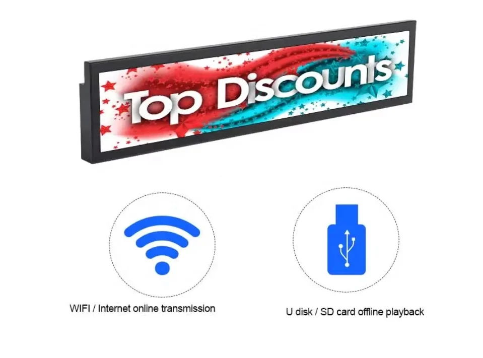 Advertising display Shelf-mounted Video Player Ultra Wide Digital Signage Display Customized Size Stretched Bar Lcd Panel