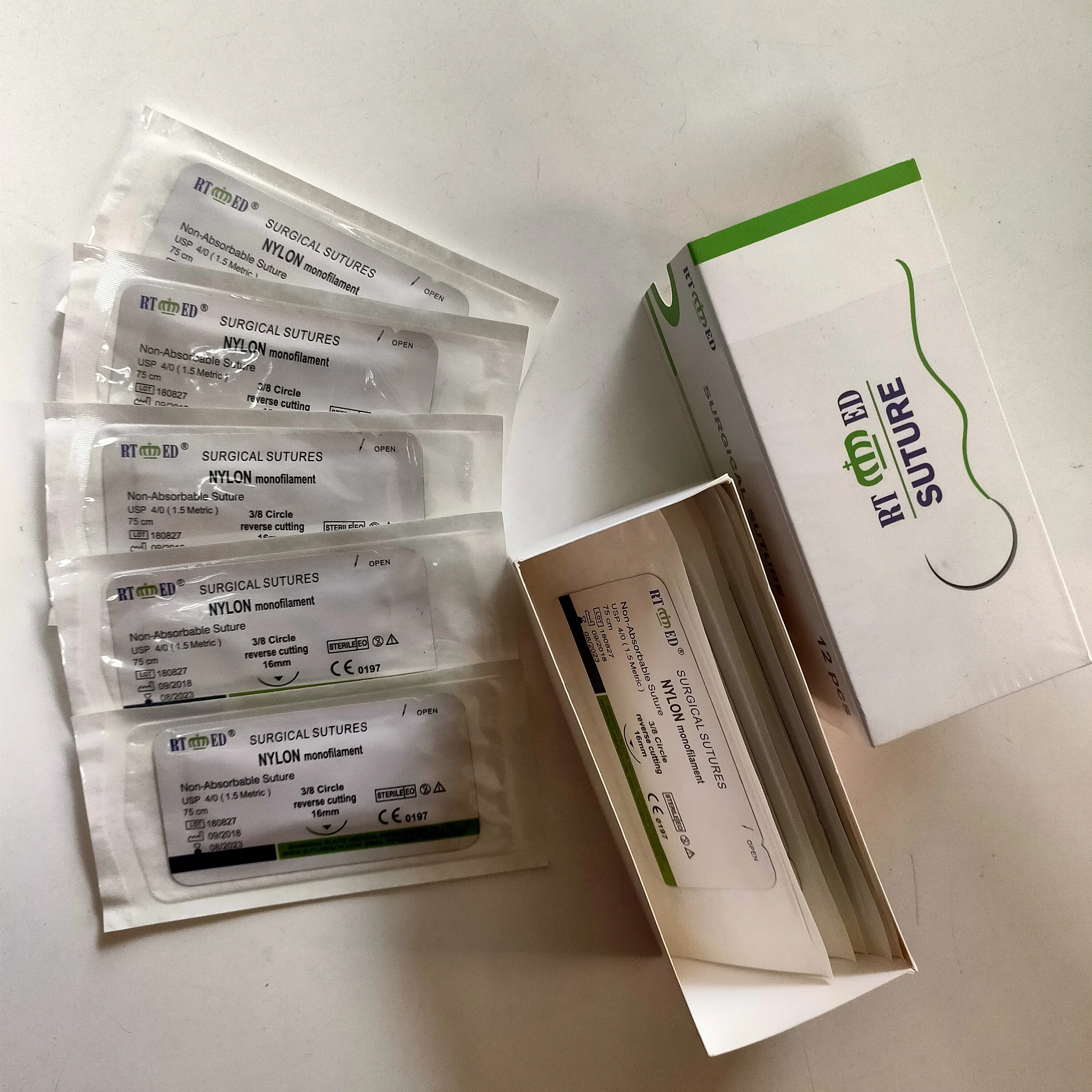 Factory price monofilament Black Nylon usp 10/0  Surgical Suture  with double needle and CE & ISO approved