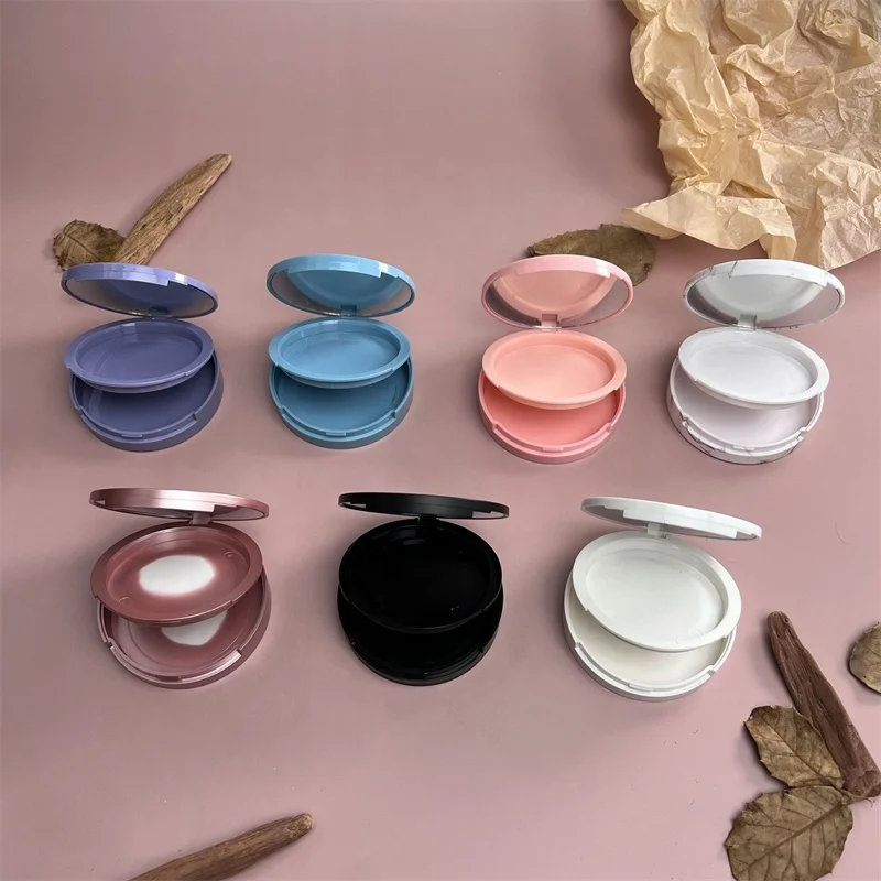 Spot good black white pink blue plastic empty double layer compact powder cosmetic case single layer setting powder container