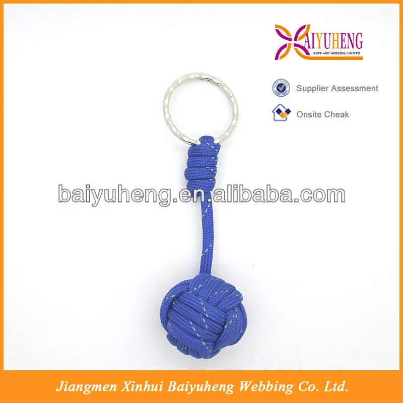 Outdoor custom keychain paracord survival keyring monkey fist ball knot key paracord keychains