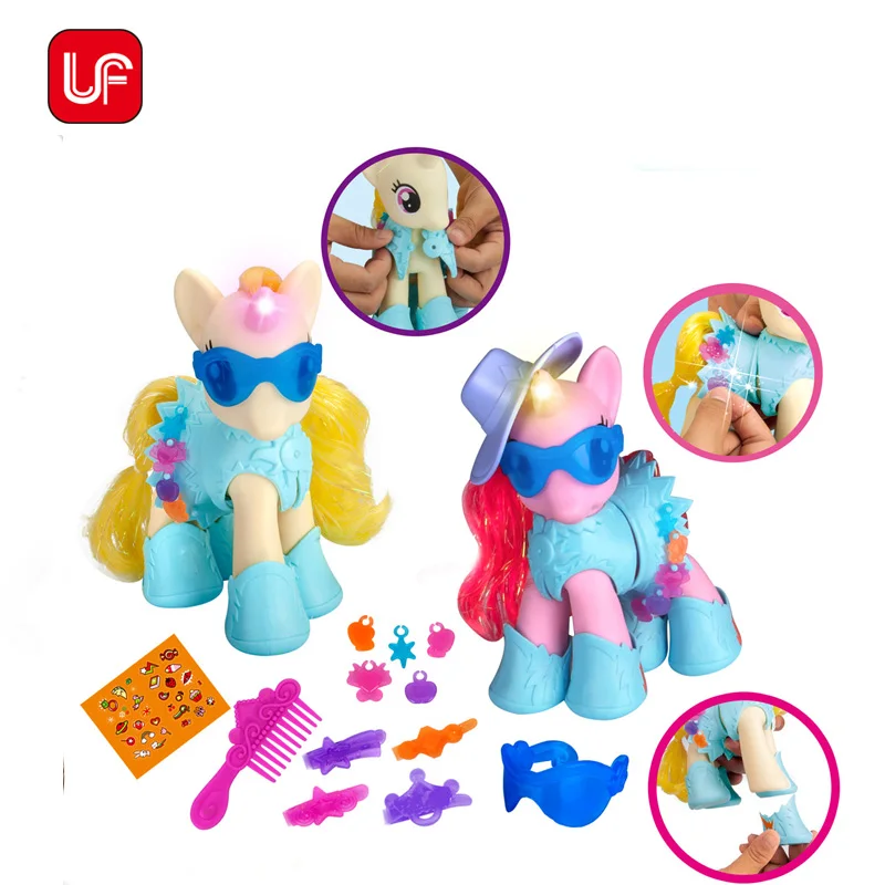 Nice Gift for Girl Eco-friendly PVC Horse Beauty Horse With Light and Music Latex Horse Toys