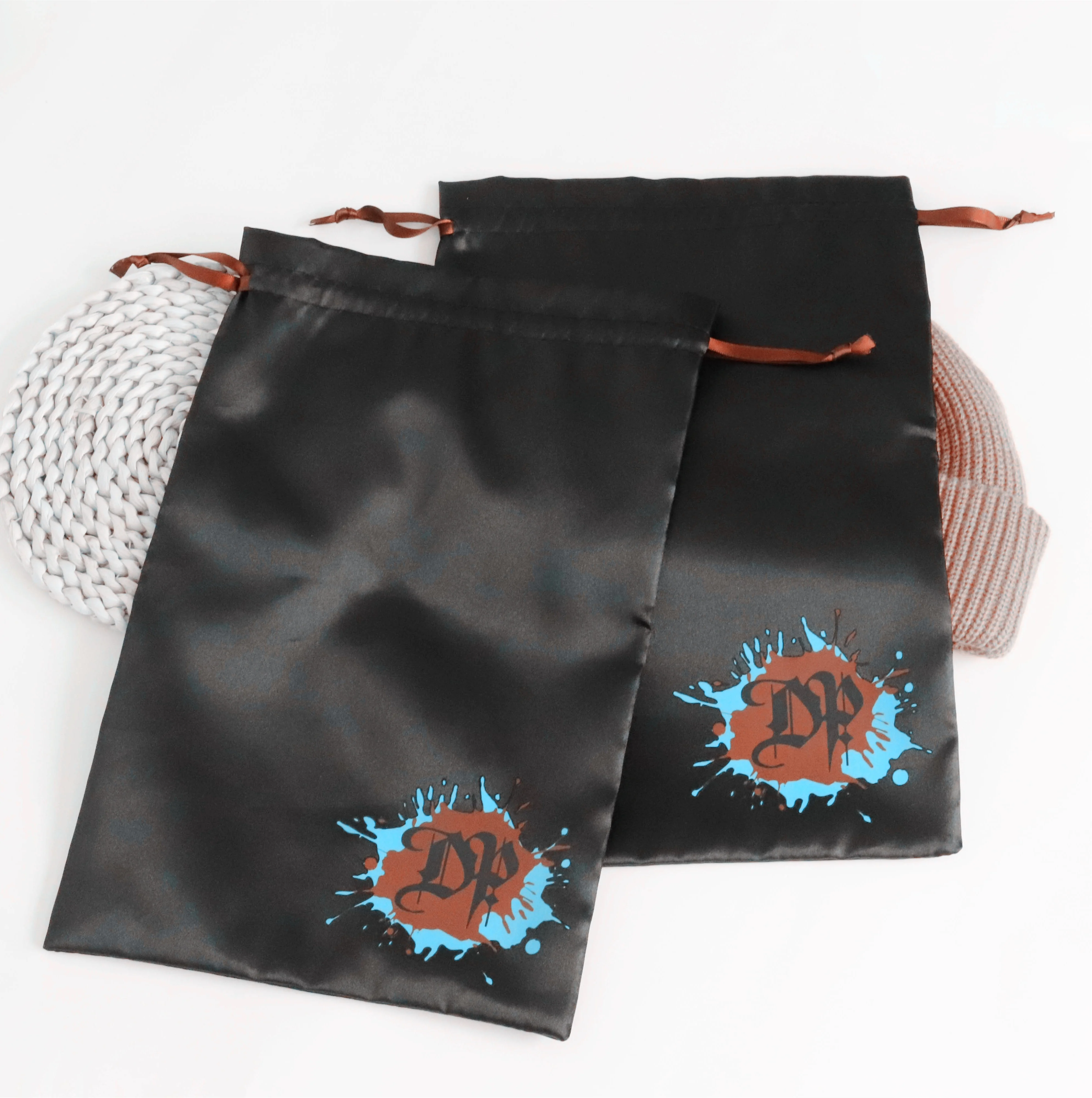 luxury wig hair bundles packaging satin dust bag jewelry clothing shoe silk package pouch custom drawstring satin bag with logo