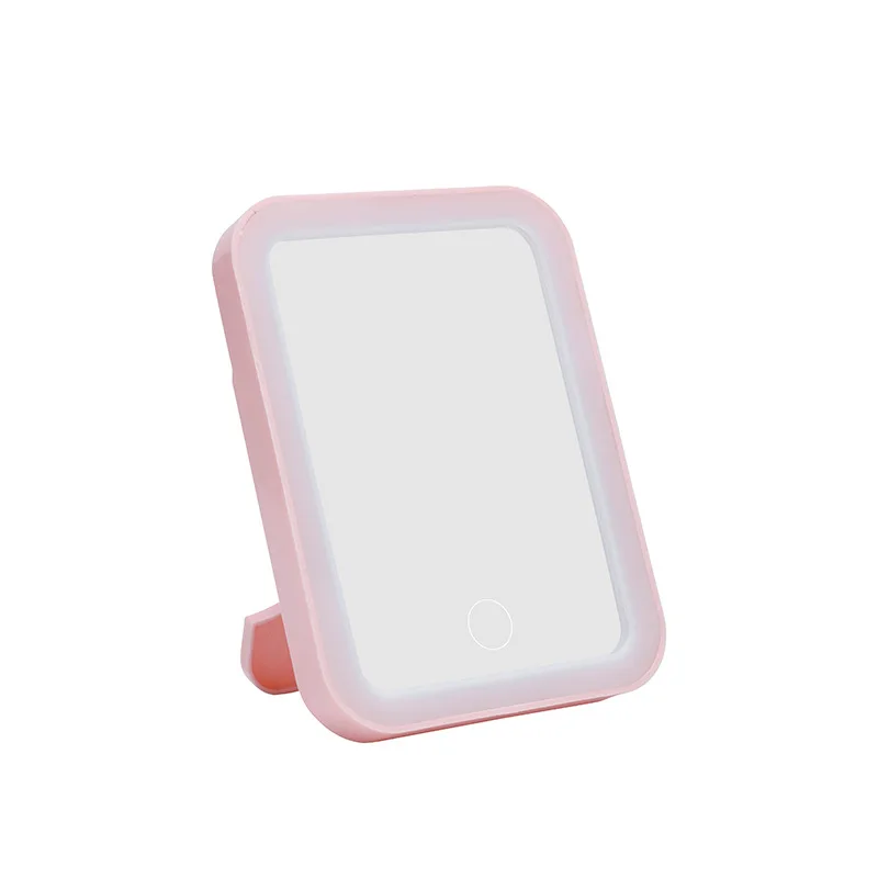 Portable Foldable Travel Make Up Tools Accessories Pink Makeup Mirror With Led Light Infinity Bedroom Tocador Vanity Mirrors