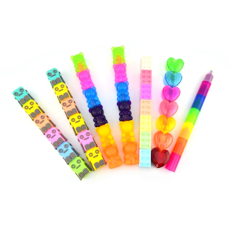 High quality Stock Heart shape multi colors promotional highlighter Watercolor Highlighter stylus Pens for school 5-In-1 wax highlighter