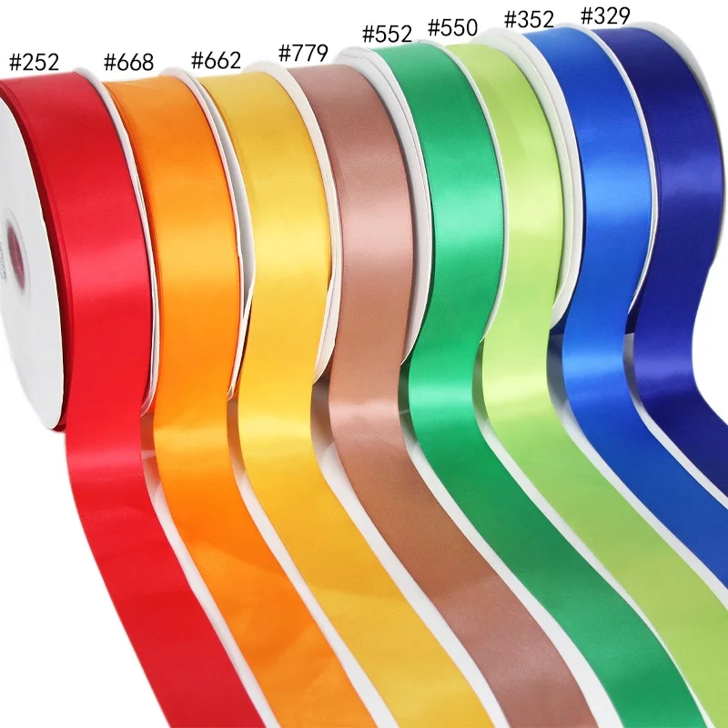 wholesale high quality 196 colors 7/8 inch or 19 sizes single side or double side satin ribbon for gift wrapping