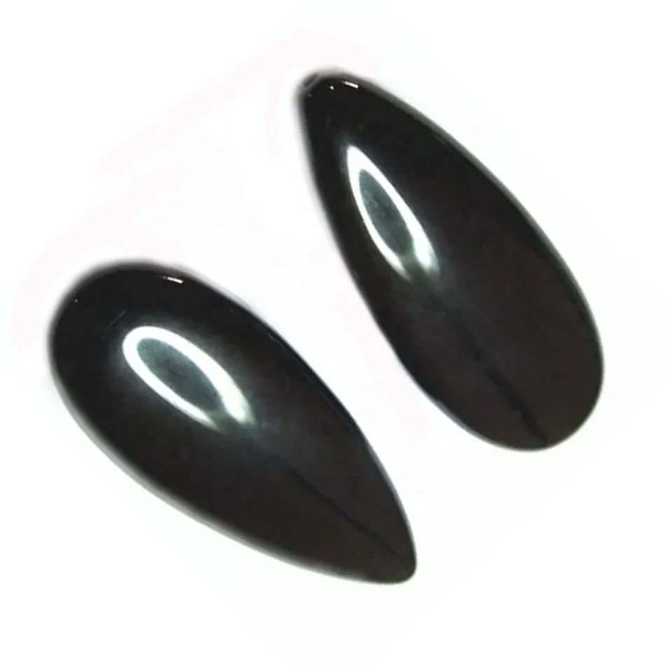 Black Onyx  10x14x5mm pear shaped Black Onyx cabochon loose stones